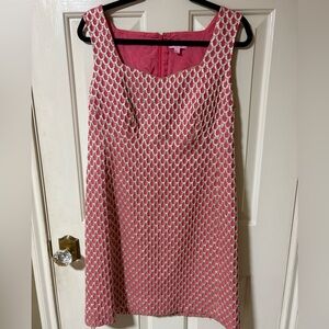 Lilly Pulitzer Coral /Gold  Adriana Scalloped Dress Size 12